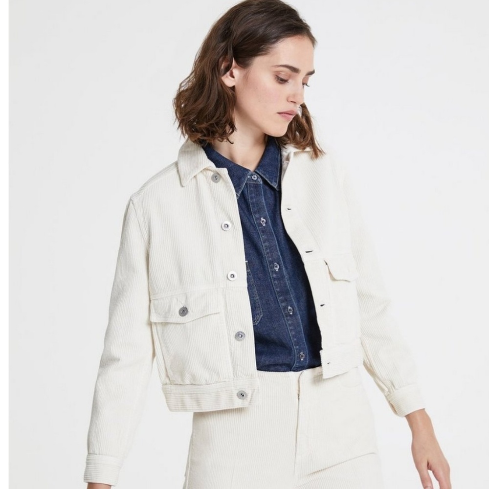 THE EVONNE WORKWEAR CROPPED JACKET-Ivory Dust NWT